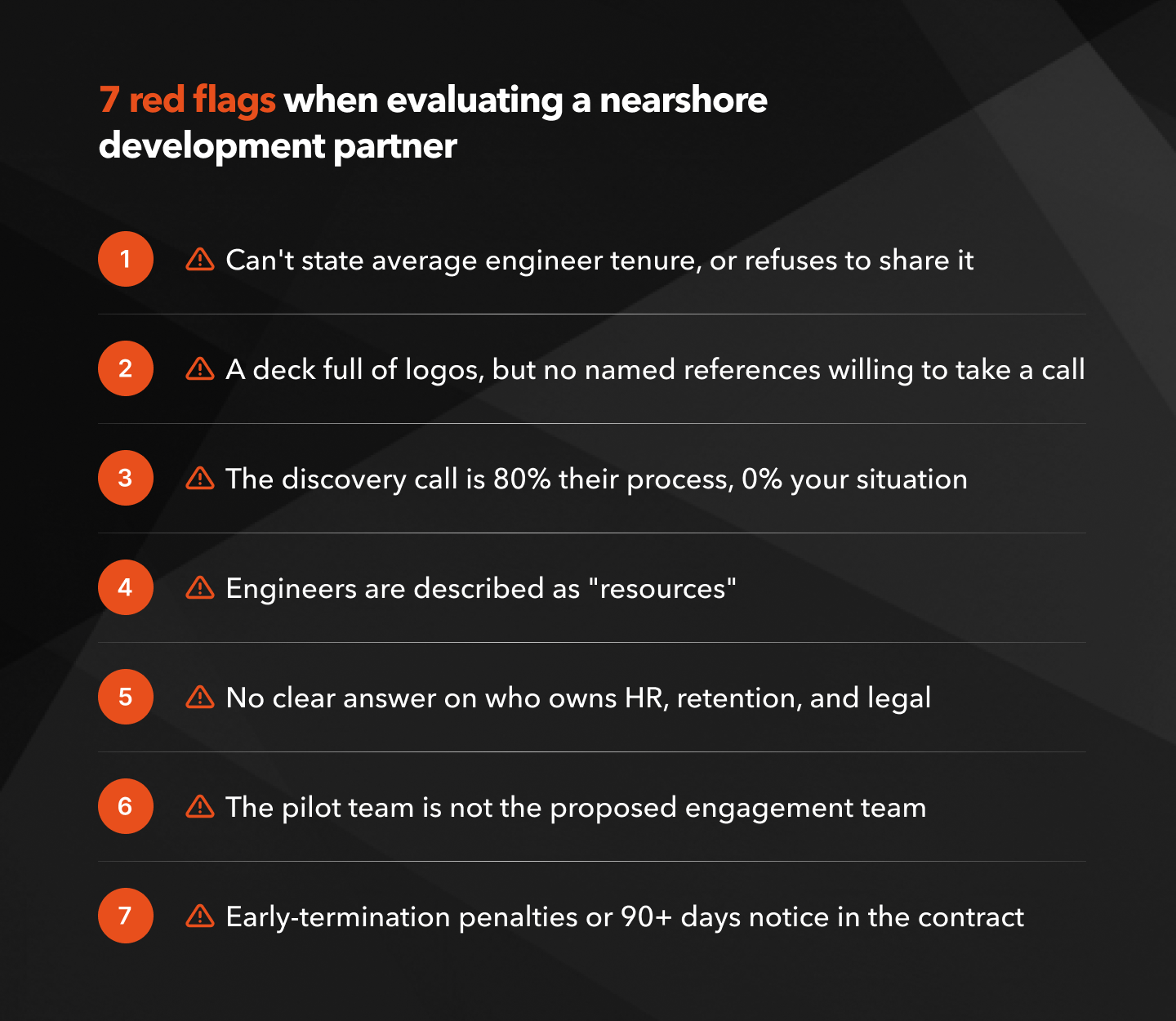 Nearshore outsourcing partner red flags